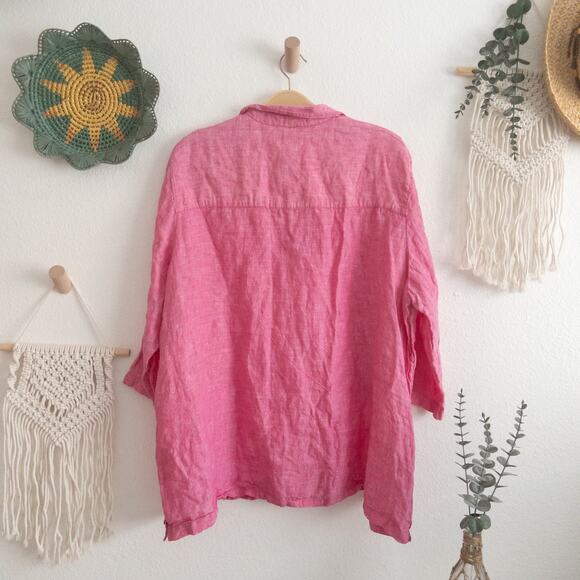 Sigrid Olsen Pink Linen Tunic Top Size 2X - Picture 2 of 4